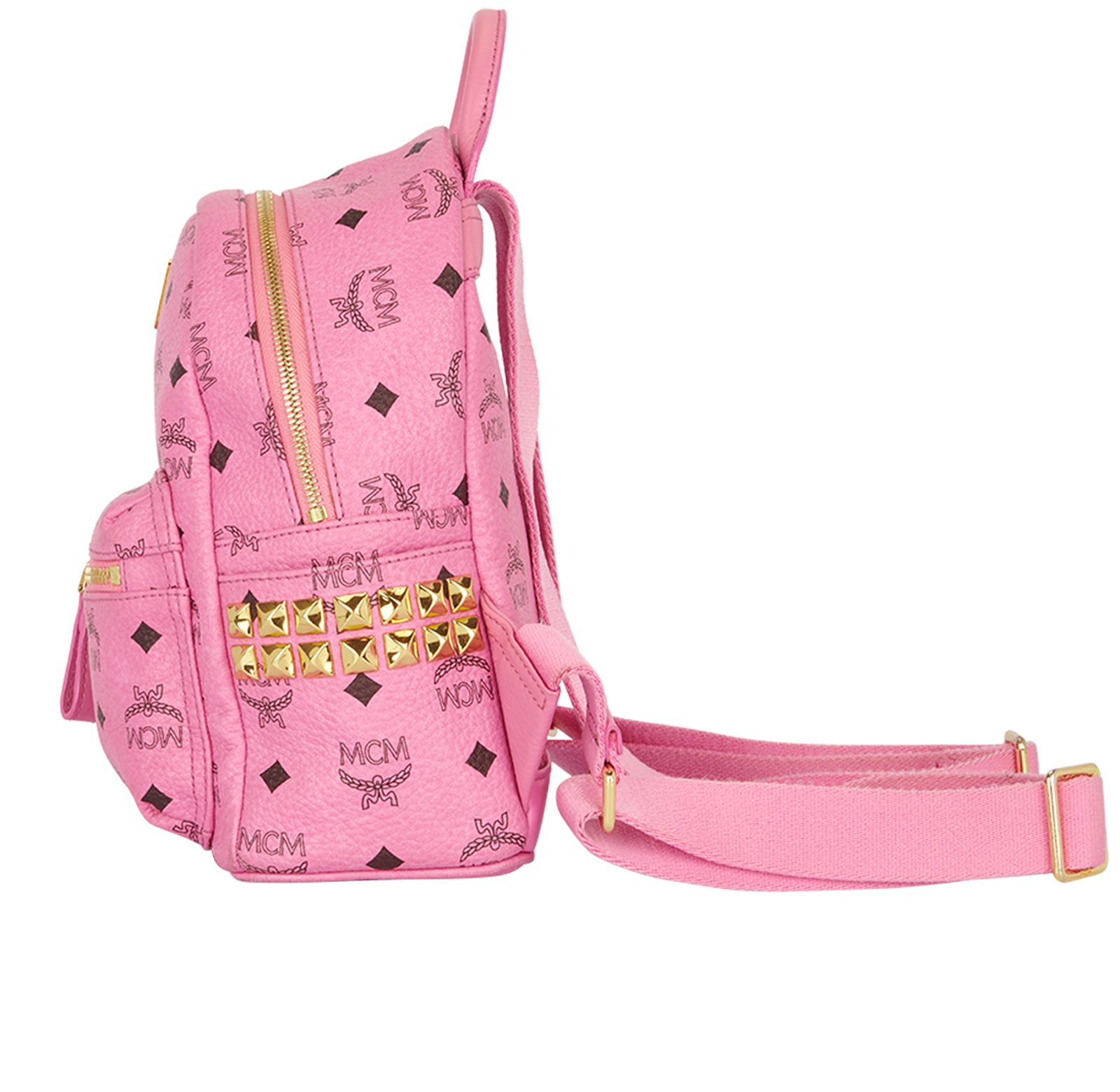 MCM Bebe Boo Side Studs Backpack, &pound;150, Handbags, Pink, Leather, Bottom view